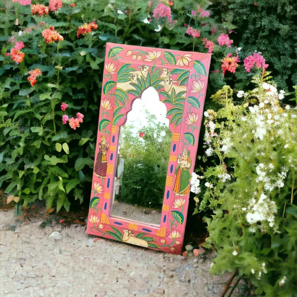 Jamun Pichwai Mirror Frame