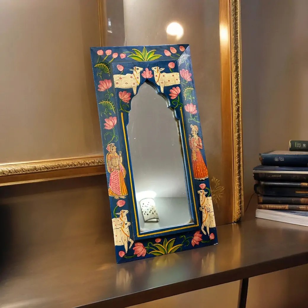 Minakshi Pichwai Mirror Frame