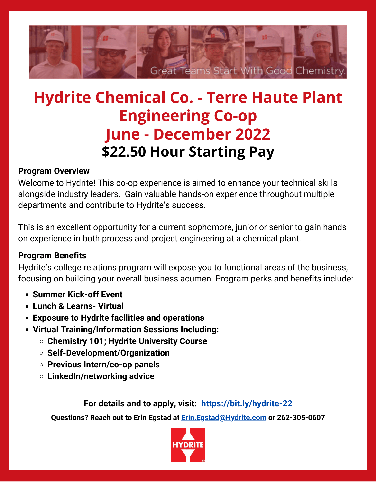 Hydrite Chemical Co-Op Opportunity – June 2022 – PurdueME.com