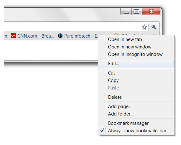 Editing link in Chrome