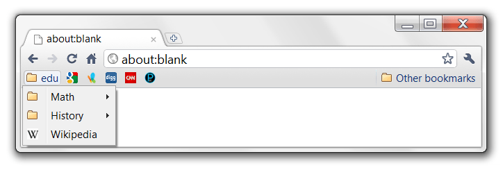 Google Chrome bookmark bar organized