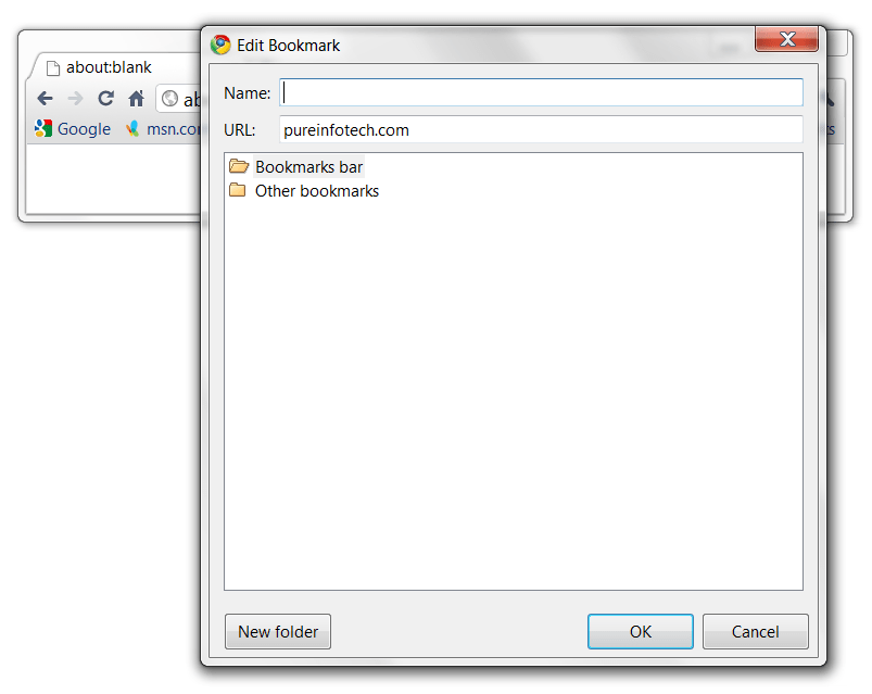 Modifying link in Chrome bookmark bar