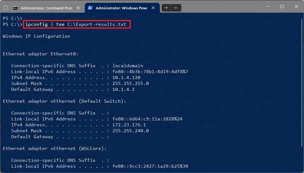 PowerShell save output to file