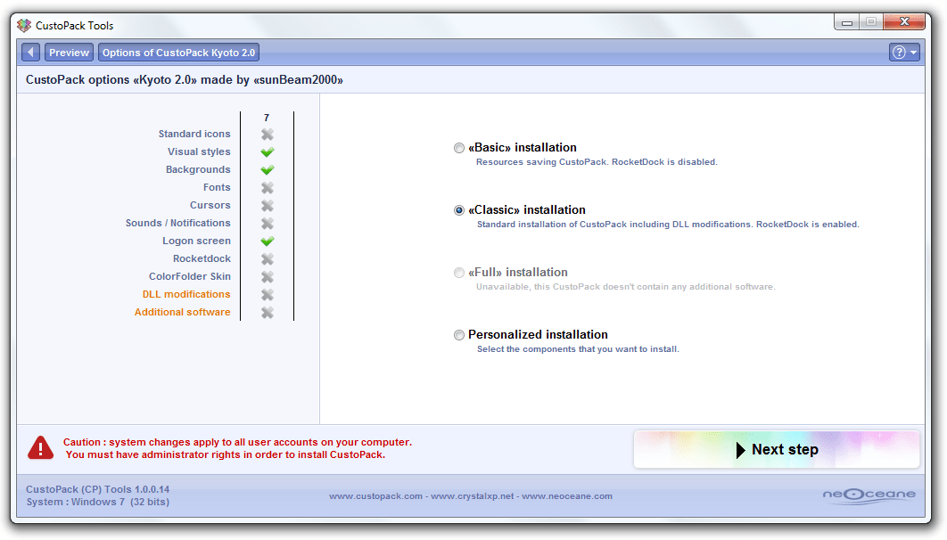 CustoPack Pack Options