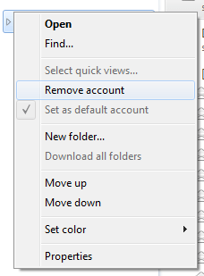 Windows Live Mail 2011 - Remove Account