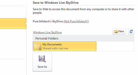 Windows Live SkyDrive Microsoft Office 2010 folder structure