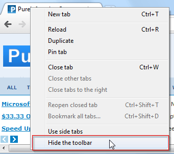 Google Chrome - Hide the toolbar option