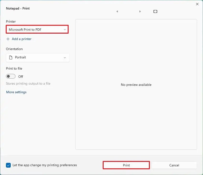 Microsoft Print to PDF