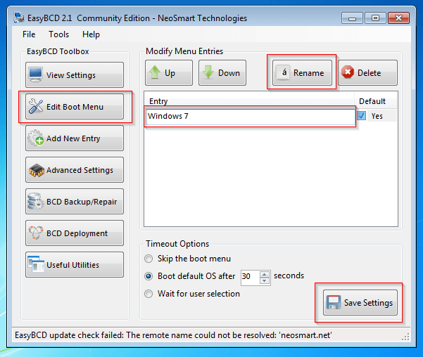 EasyBCD - Edit Boot Menu in Windows 7