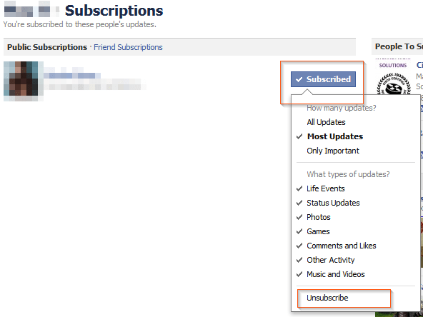 Facebook Unsubscribe
