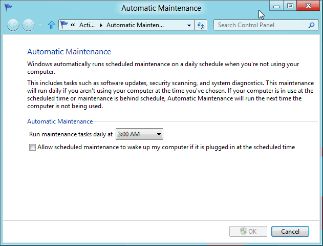 Automatic Maintenance Windows 8