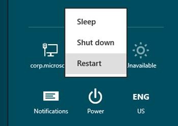 Shutdown menu - Windows 8