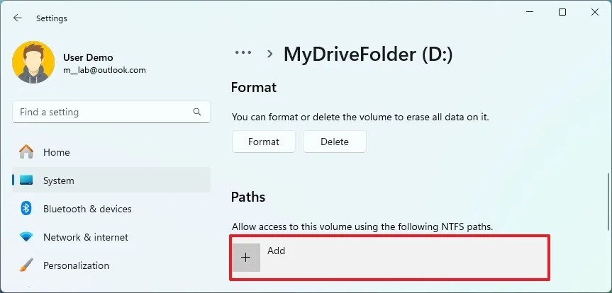 Add path to partition