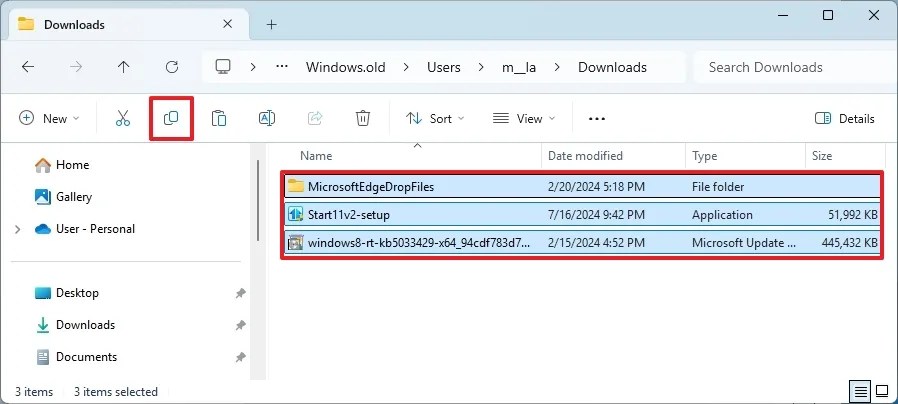 Copy files from Windows.old
