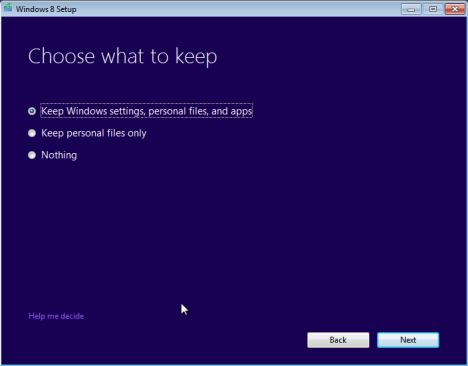 Keep apps, documents, settings and more
