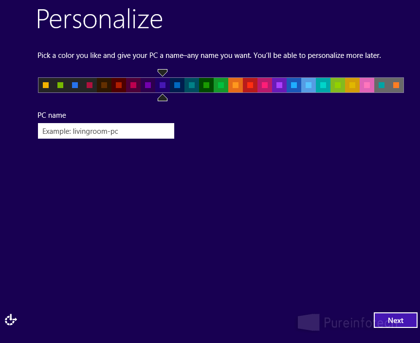 Win 8 Personalize options