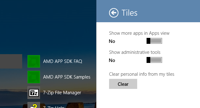 More apps in Apps view option