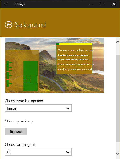 Background options Settings app