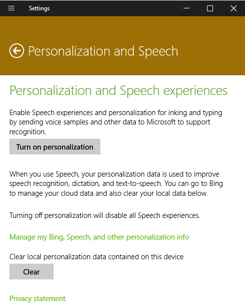 Personalization and speech