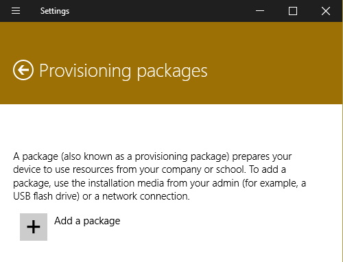 Provisioning packages