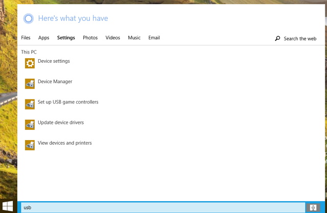 Search my stuff UI, Cortana on Windows 10