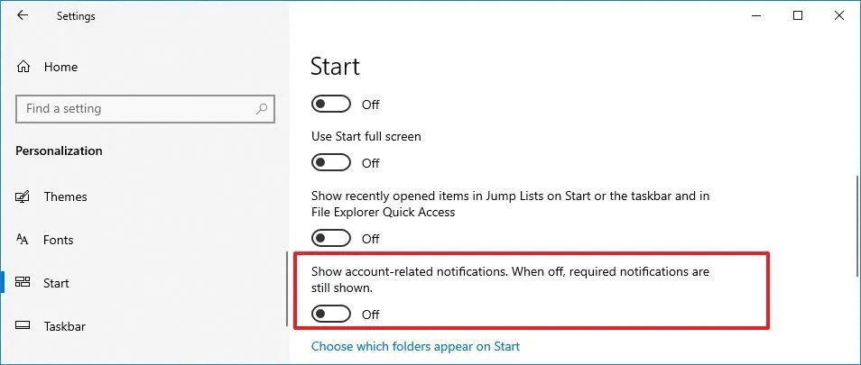 Show account-related notifications