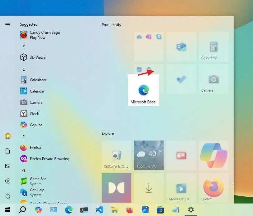 Start menu create folder