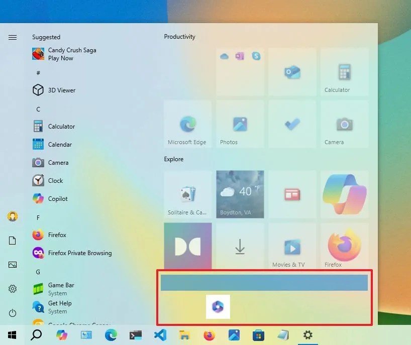 Start menu create group