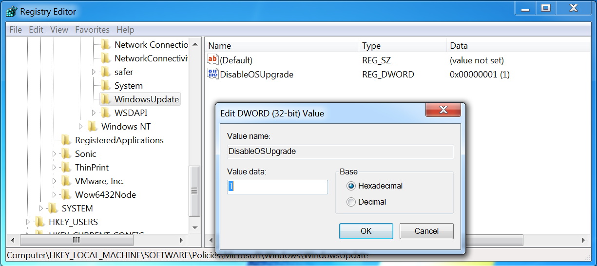 DisableOSUpgrade setting