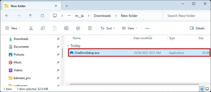 OneDrive setup file