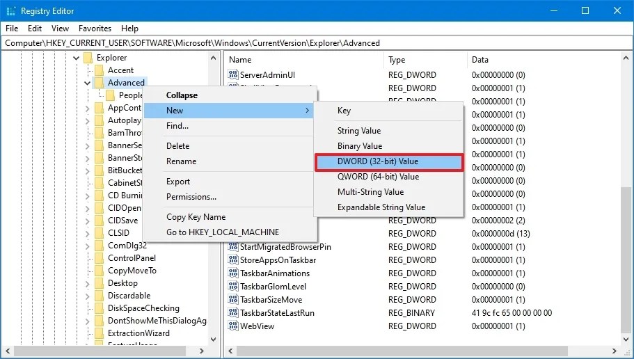 Registry create DWORD