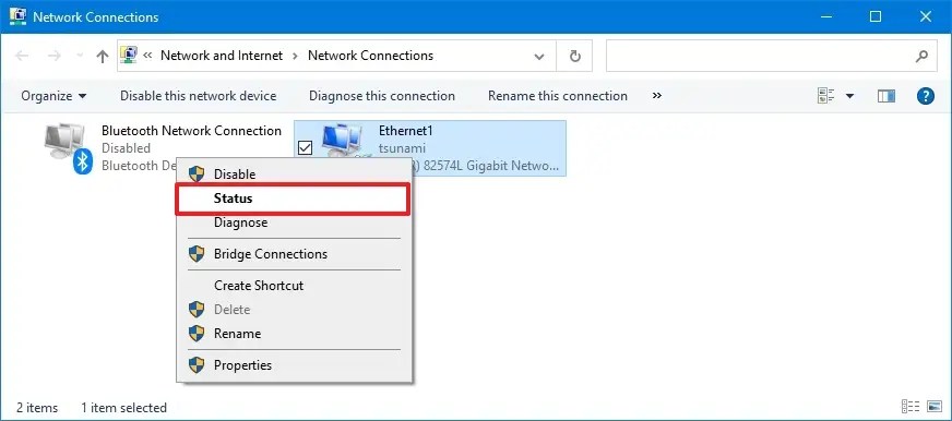 Network status option