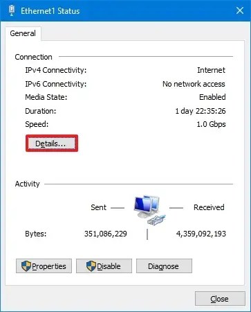 Network adapter details