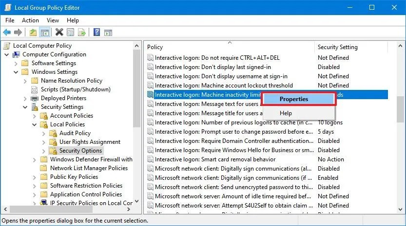 Interactive logon: Machine inactivity limit