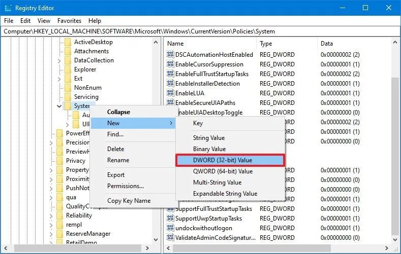 Create InactivityTimeoutSecs Registry key