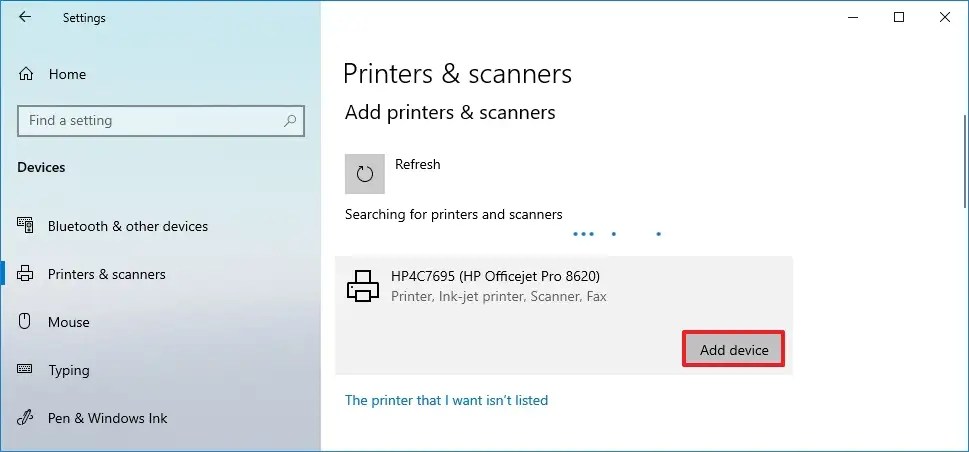 Add wireless printer