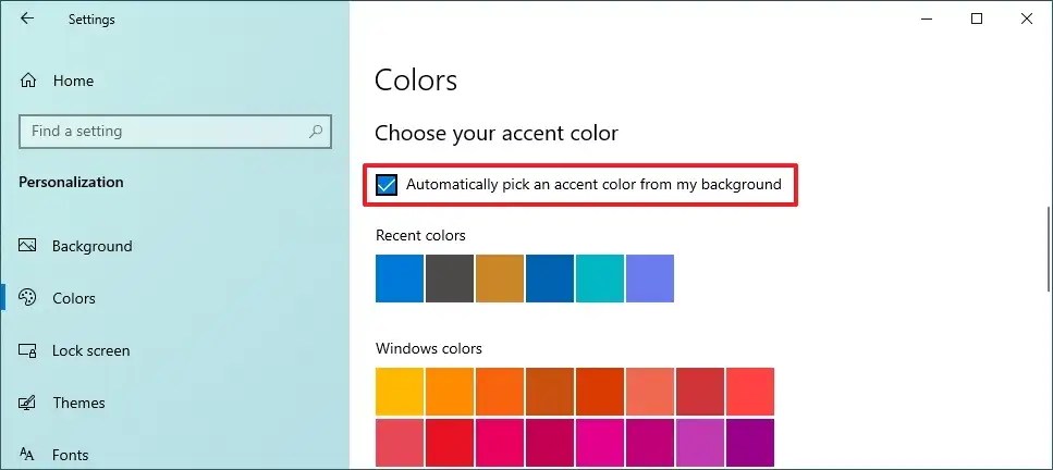 Change accent color automatically