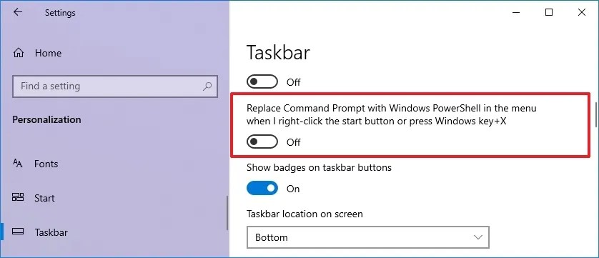 Windows 10 Power User menu with Command Prompt