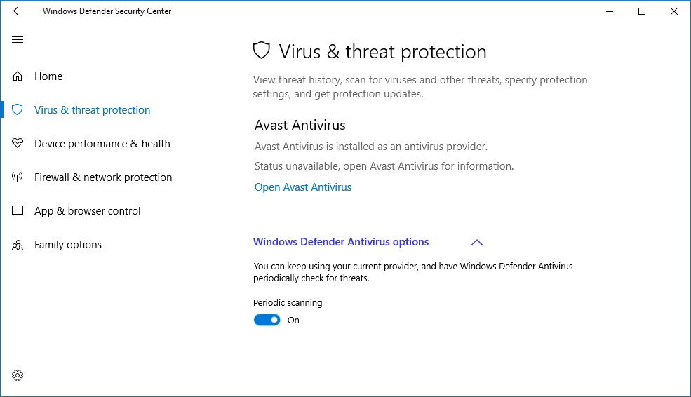 How to enable Windows Defender's periodic scanning on Windows 10
