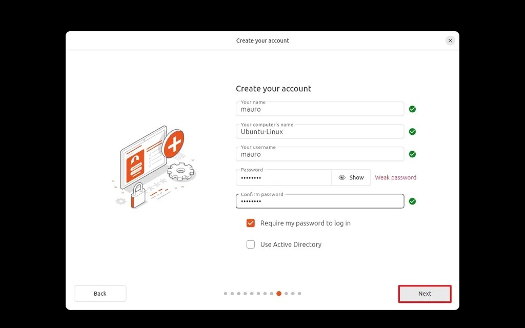 Linux setup create local account