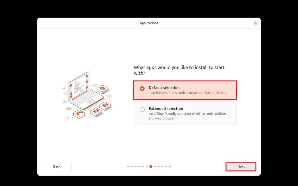 Linux install default selection