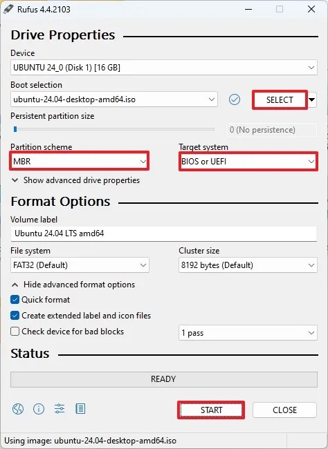 Rufus create Linux USB