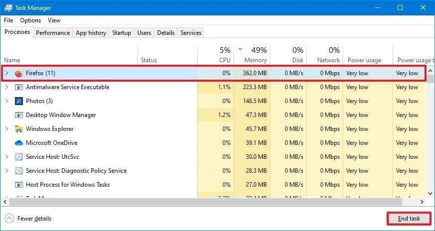 Task Manager force-quit app