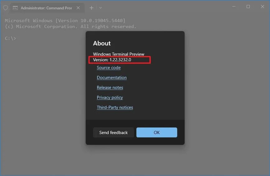 About page check app version