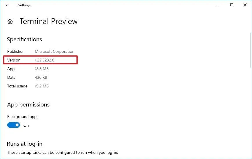 Check app version in Settings