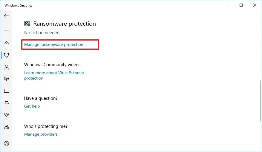 Windows 10 ransomware protection