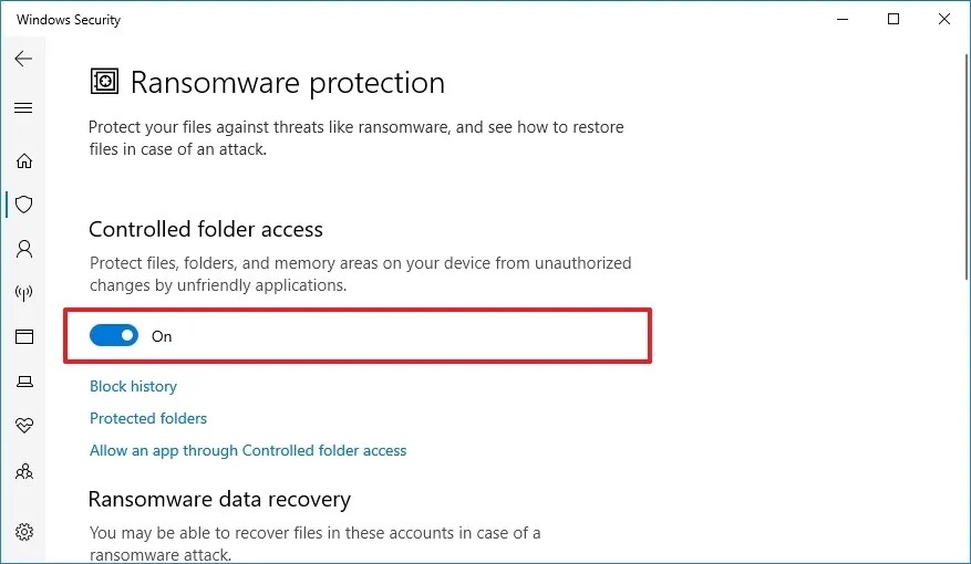 Enable anti-ransomware protection 