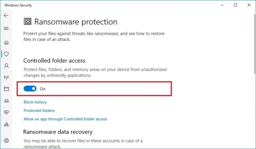 Enable anti-ransomware protection
