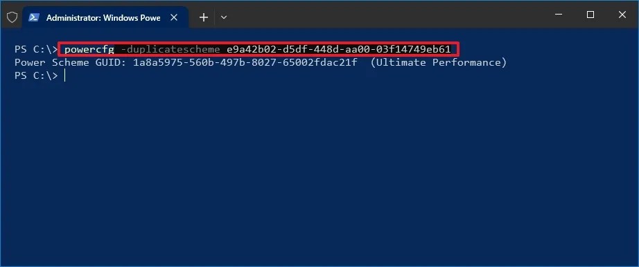 Enable Ultimate Performance power plan