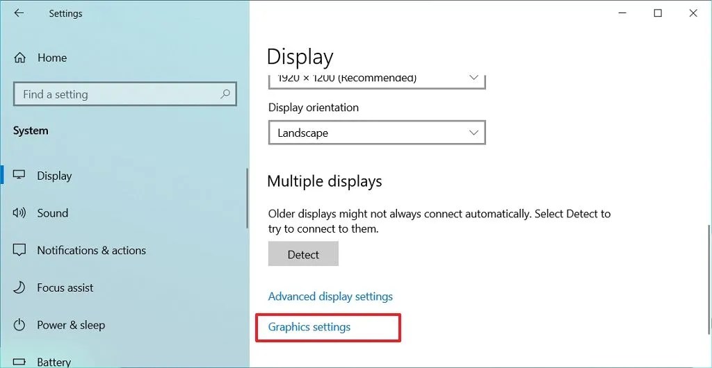 Windows 10 Display settings